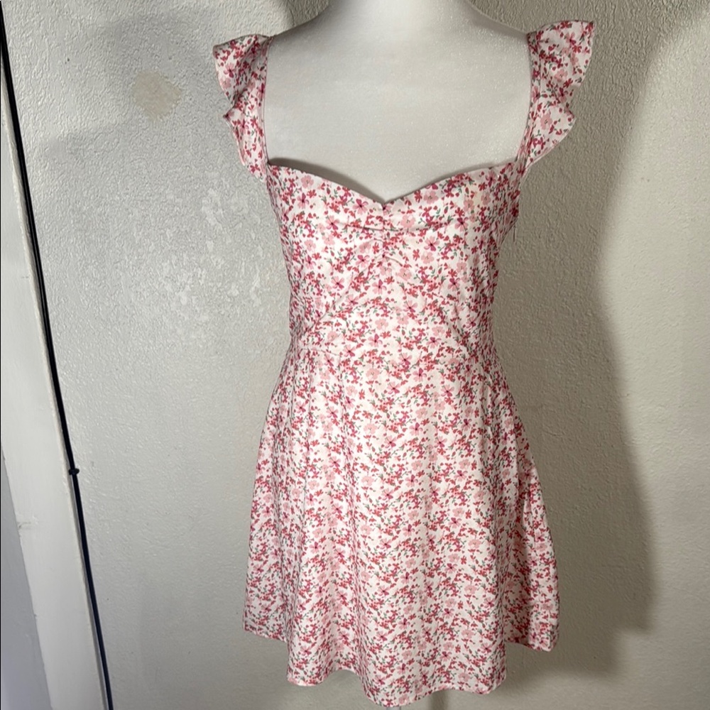 Floral Pink and White Dress